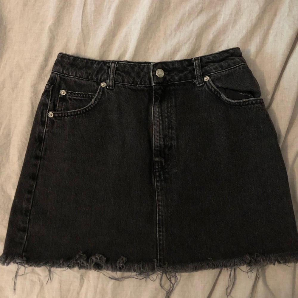 Top shop black denim skirt